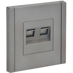 FORTE&PIANO Розетка компьютерная двойная RJ45 кат.5E FP533 сталь IEK