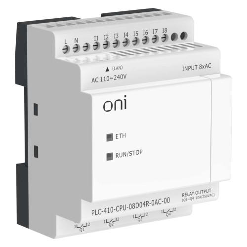 ПЛК 410 Модуль ЦПУ 8 DI 4 RO 220В DC с Ethernet портом без экрана ONI ПЛК 410 Модуль ЦПУ 8 DI 4 RO 220В DC с Ethernet портом без экрана ONI