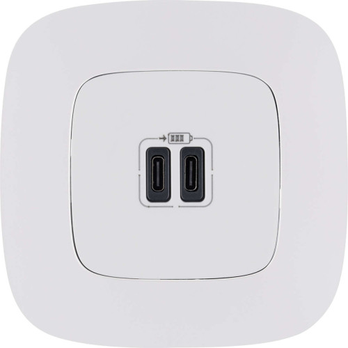 Valena ALLURE.Зарядное устройство с двумя USB-разьемами тип С-тип С 240В/5В 3000мА.С лицевой панелью.Цвет Белый