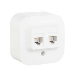 QUTEO Розетка компьютерная двойная RJ45 кат.5E UTP для открытой установкибелый