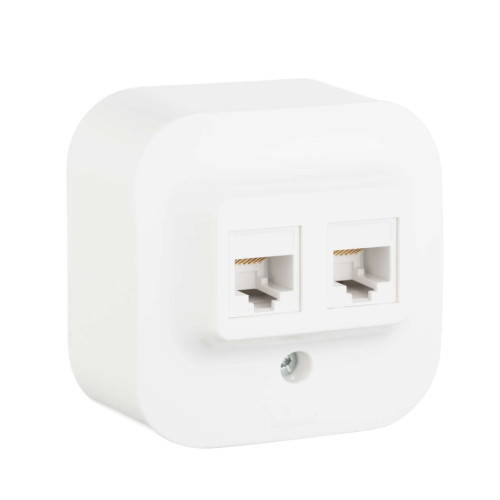 QUTEO Розетка компьютерная двойная RJ45 кат.5E UTP для открытой установкибелый