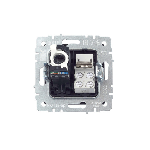 BRITE Розетка двойная RJ11+RJ45 кат.5E РК/Т12-БрГ графит IEK