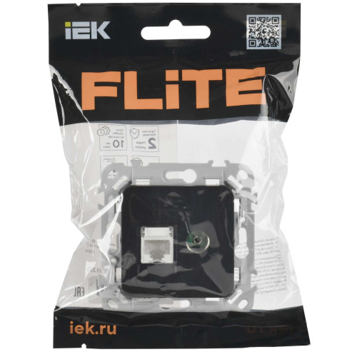 FLITE Розетка 2-местная RJ45/TV категория 5Е UTP РКТВ5е-2-0-ФлЧ черный IEK