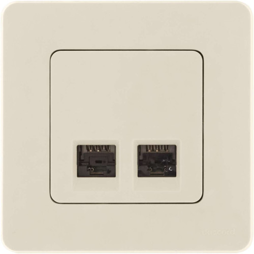 INSPIRIA Розетка компьютерная двойная RJ45 категория 6 UTP слоновая кость