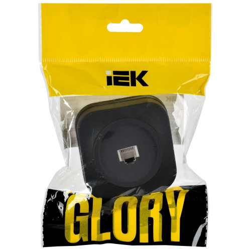 GLORY Розетка для открытой установки телефонная RJ11 РТ20-ХЧм черный матовый IEK