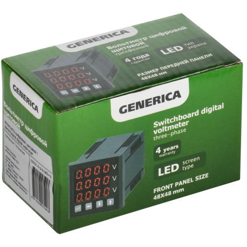 Вольтметр цифровой щитовой трехфазный 48х48мм LED GENERICA