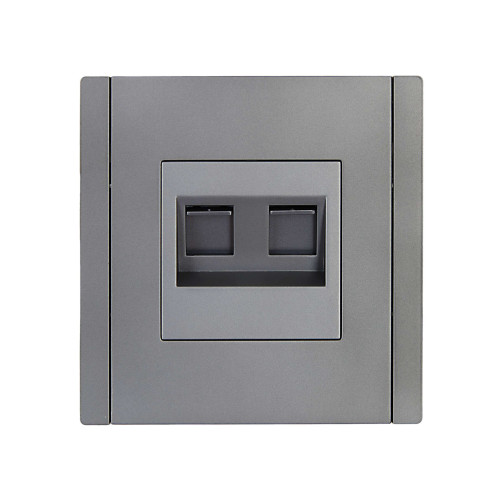FORTE&PIANO Розетка компьютерная двойная RJ45 кат.6 FP534 сталь IEK