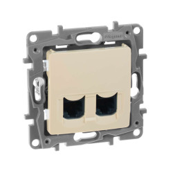 ETIKA Розетка компьютерная двойная RJ45 категория 6 UTP слоновая кость