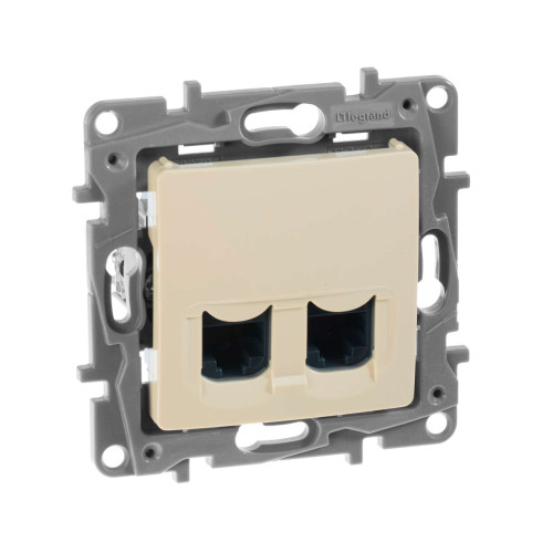 ETIKA Розетка компьютерная двойная RJ45 категория 6 UTP слоновая кость