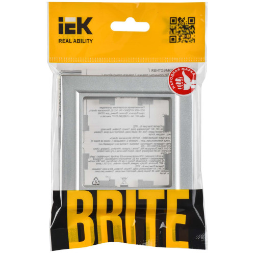 BRITE Рамка 1-местная РУ-1-БрА алюминий IEK