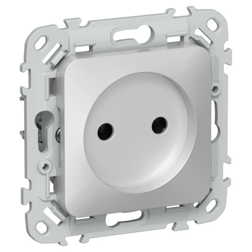 FLITE Розетка без заземления без защитных шторок безвинтовое крепление 10А РС01-1-ФлА алюминий IEK