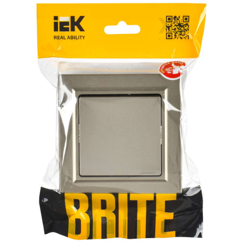 BRITE Выключатель 1-клавишный 10А в сборе ВСР10-1-0-БрШ шампань IEK