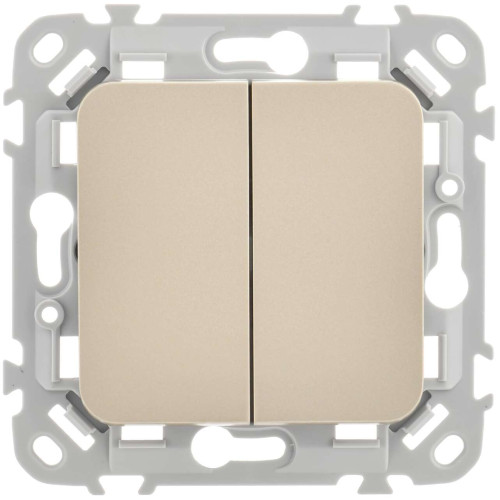FLITE Выключатель 2-клавишный 10А ВС12-1-0-ФлШ шампань IEK