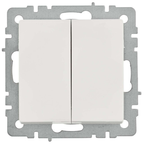 BRITE Выключатель 2-клавишный проходной 10А ВС10-2-6-БрБ белый