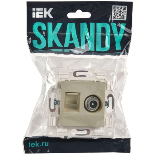 SKANDY Розетка двойная TV+RJ45 кат.5E SK-A14B бежевый IEK