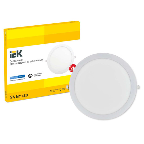 Светильник ДВО 1610 белый, круг LED 24Вт 6500 IP20 IEK