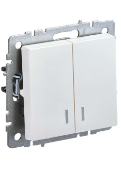 BRITE Выключатель 2-клавишный с индикацией 10А ВС10-2-1-БрЖ жемчуг IEK