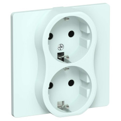 FLITE Розетка 2-местная с заземлением без защитных шторок 16А РС12-0-К-ФлХЛ холодный лед IEK