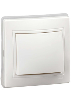 KVARTA Выключатель 1-клавишный 10А IP44 ВС10-1-0-КБ-44 белый IEK