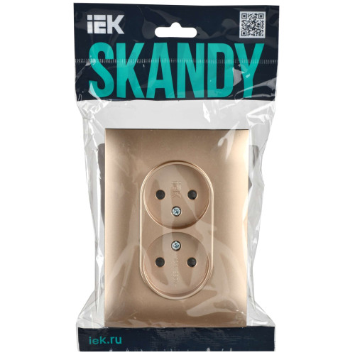 SKANDY Розетка 2-местная без заземления без защитных шторок 10А в сборе SK-R10Sa песочный IEK