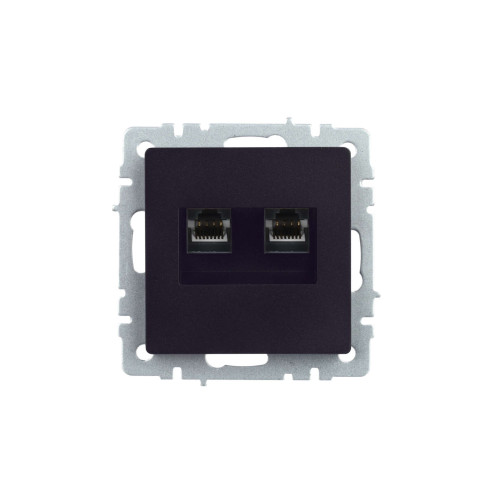 BRITE Розетка двойная RJ11+RJ45 кат.5E РК/Т12-БрЧ черный IEK