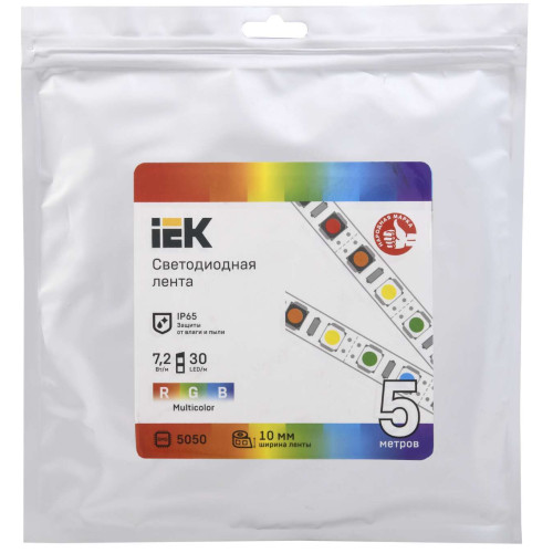 Лента светодиодная 5м LSR-5050RGB30-7,2-IP65-12В IEK