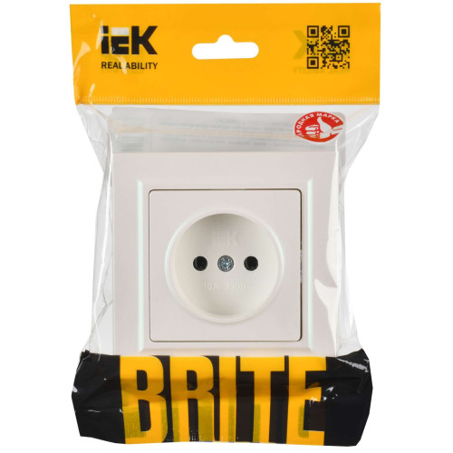 BRITE Розетка 1-местная без заземления без защитных шторок 10А в сб. РСР10-1-0-БрЖ жемчуг IEK
