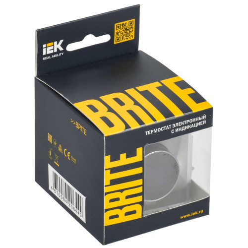BRITE Термостат электронный с индикацией ТС10-1-БрС сталь IEK