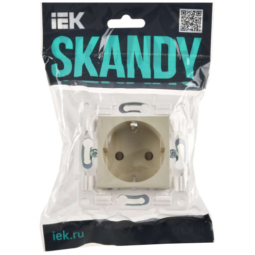 SKANDY Розетка с заземлением без защитных шторок 16А SK-R05B бежевый IEK