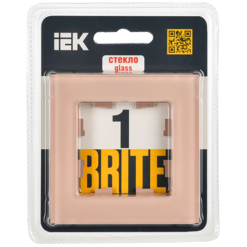 BRITE Рамка 1-местная РУ-1-2-БрП стекло персиковый матовый IEK