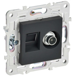SKANDY Розетка двойная TV+RJ45 кат.6 SK-A15G графит IEK