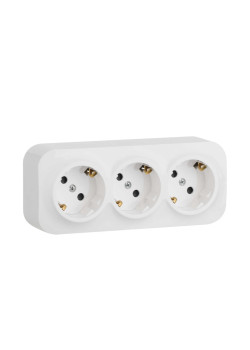 QUTEO Розетка 3-местная для открытой установки с заземлением с защитными шторками с предварительным подключением 16А белый