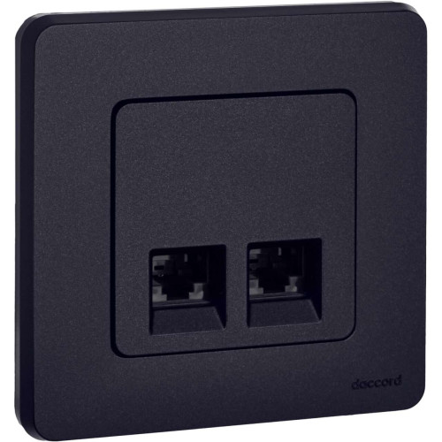 INSPIRIA Розетка компьютерная двойная RJ45 категория 6 UTP антрацит