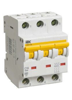 Автоматический выключатель ВА47-60 3Р 16А 6кА B IEK