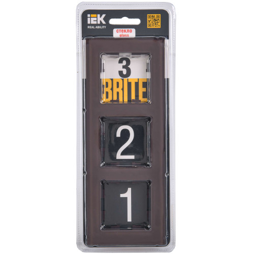 BRITE Рамка 3 -местная РУ-3-2-БрТБ стекло темная бронза IEK