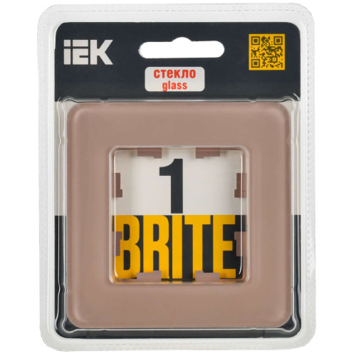 BRITE Рамка 1-местная РУ-1-2-Бр стекло дымчатый RE IEK