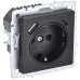 BRITE Розетка 1-местная с заземлением с защитными шторками 16А с USB A+C 18Вт РЮш11-1-БрЧ черный IEK