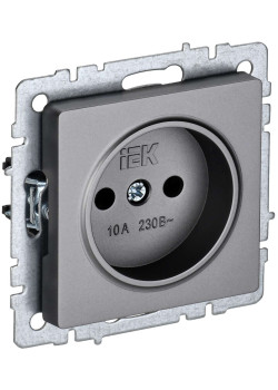 BRITE Розетка 1-местная без заземления без защитных шторок 10А РС10-1-0-БрС сталь IEK