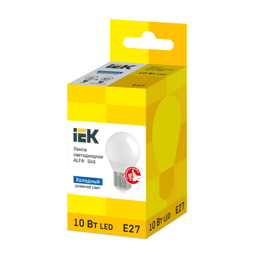 Лампа светодиодная ALFA G45 шар 10Вт 230В 6500К E27 IEK