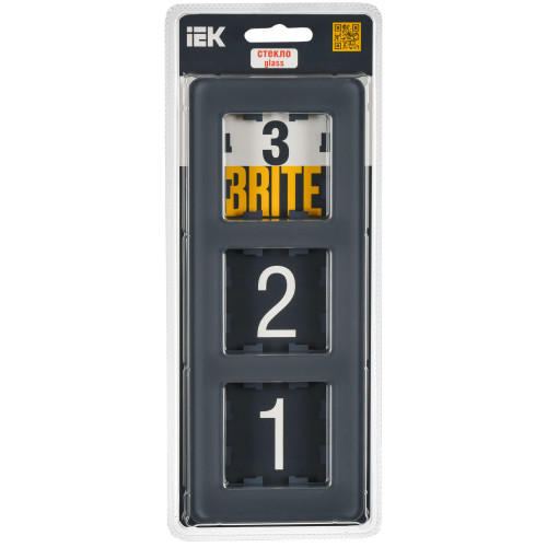 BRITE Рамка 3-местная РУ-3-2-Бр стекло графит RE IEK