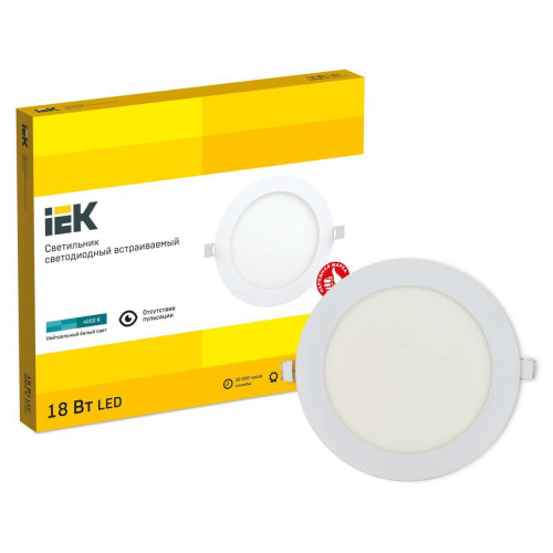 Светильник ДВО 1607 белый, круг LED 18Вт 4000 IP20 IEK