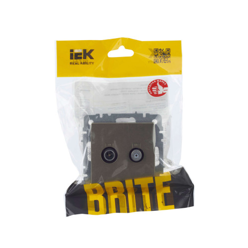 BRITE Розетка двойная TV+SAT РТВ/РСп12-БрШ шампань IEK