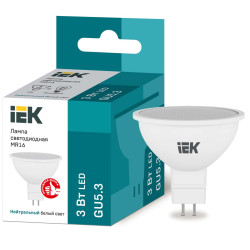 Лампа светодиодная MR16 софит 3Вт 230В 4000К GU5.3 IEK