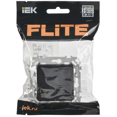 FLITE Выключатель 2-клавишный кнопочный 10А ВС12-2-0-ФлЧ черный IEK