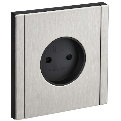 FORTE&PIANO Розетка 1-местная без заземления с защитными шторками винтовое крепление 10А FP717M металл никель IEK