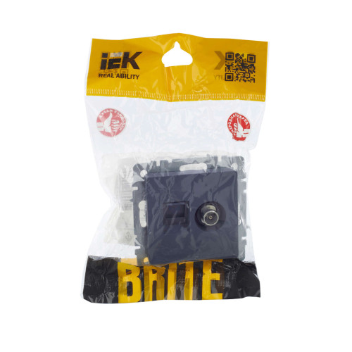 BRITE Розетка двойная TV+RJ45 кат.5E РТВ/РК12-БрМ маренго IEK