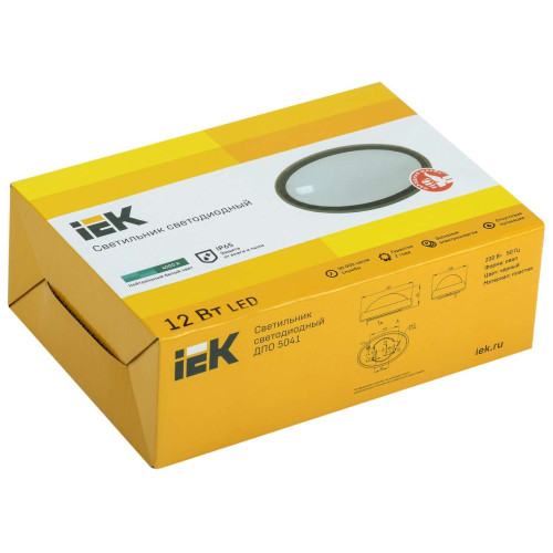 Светильник светодиодный ДПО 5041 12Вт 4000K IP65 овал черный IEK