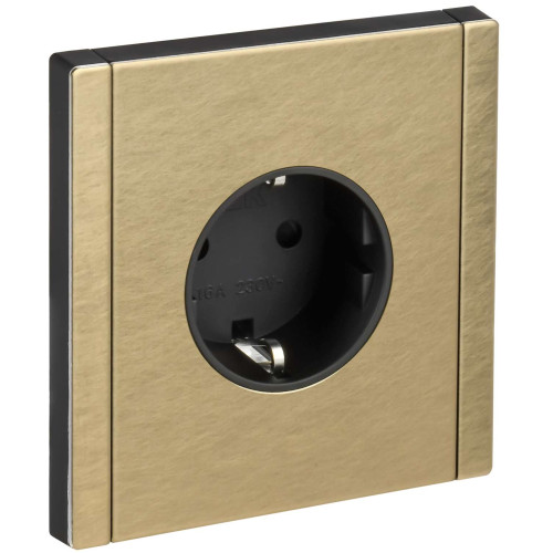 FORTE&PIANO Розетка 1-местная с заземлением с защитными шторками винтовое крепление 16А FP615M металл шампань IEK