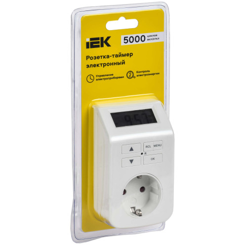 РТЭ-5 Розетка-таймер электронный 1мин 7дн 112on/off 16А IP20 белая IEK
