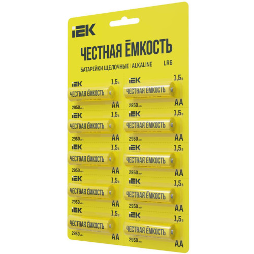 Батарейка щелочная Alkaline LR6/AA (10шт/отрывной блистер) IEK